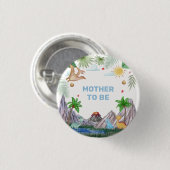 Mutter-To-Be Vulkan Berg Dino Baby Shower Button (Vorne & Hinten)