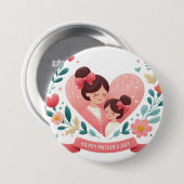 Mutter & Tochter Blumenherz - Alles Liebe zum Mutt Button (Vorne & Hinten)