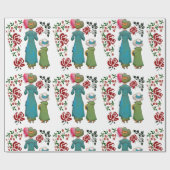 Mutter Tochter Duo Rote Rosen Blumengrün Geschenkpapier (Flach)