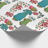 Mutter Tochter Duo Rote Rosen Blumengrün Geschenkpapier (Ecke)