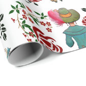 Mutter Tochter Duo Rote Rosen Blumengrün Geschenkpapier (Rolleneckpunkt)