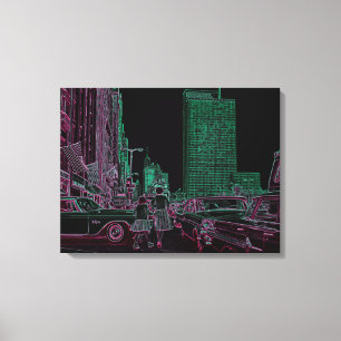 Mutter-Tochter-Einkauf Michigan Ave Chicago 1961 Leinwanddruck