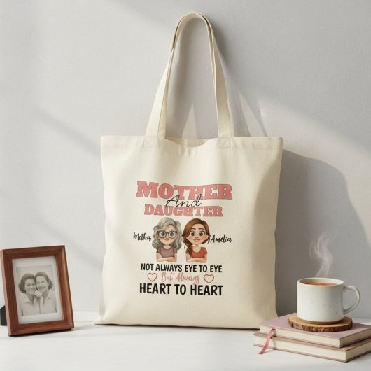 Mutter-Tochter-Liebe überwindet Entfernung, Herz z Tragetasche