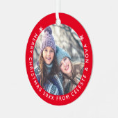 Mutter Tochter Red White Personalisiert Weihnachte Ornament Aus Metall (Vorderseite links)