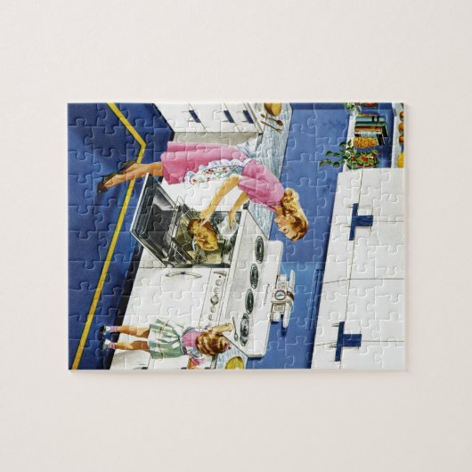 Mutter-/Tochter-Retro Küche #2 Puzzle (Horizontal)