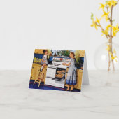 Mutter/Tochter Retro Küche Hinweis/Grußkarte Karte (Gelbe Blume)