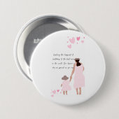 Mutter & Tochter rosa Herz Silhouette Button (Vorne & Hinten)