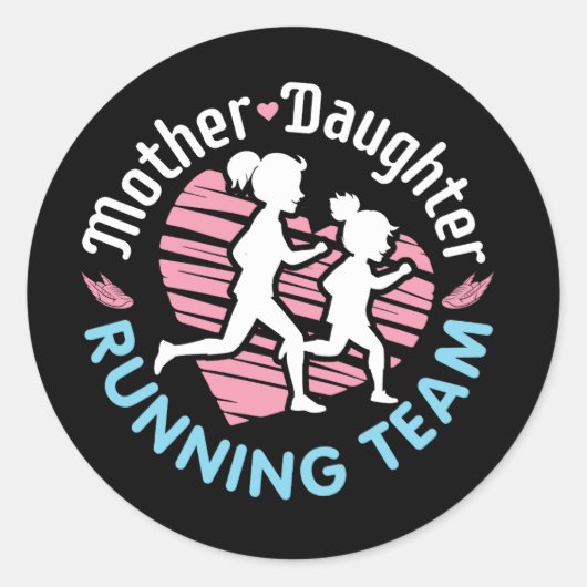 Mutter Tochter Running Team Runder Aufkleber (Vorderseite)