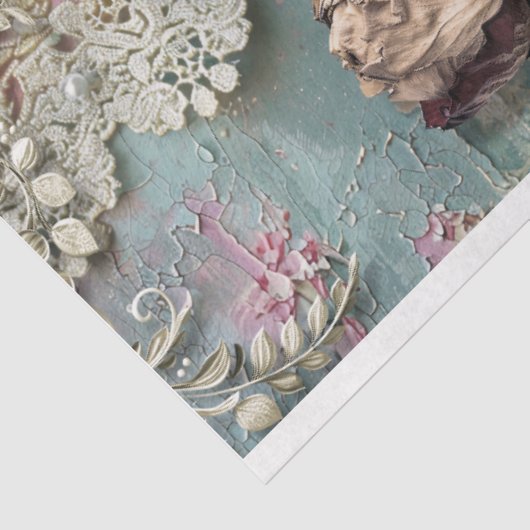 Mutter & Tochter Shabby Chic und BlumenCollage Seidenpapier (Ausschnitt)