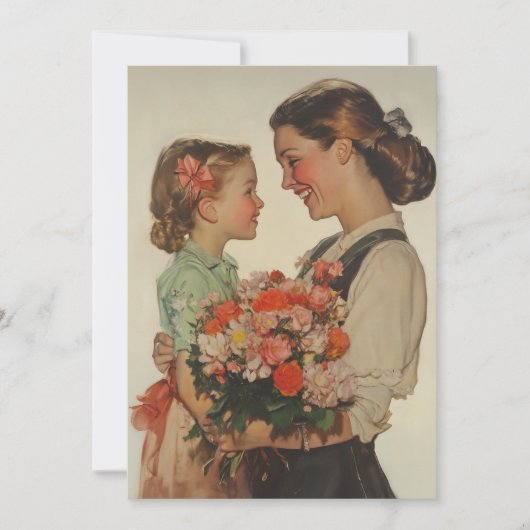 Mutter Tochter Sharing Special Moment Blume Einladung (Vorderseite)