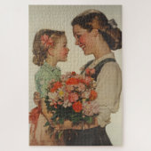 Mutter Tochter Sharing Special Moment Blume Puzzle (Vertikal)