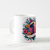 Mutter & Tochter Silhouette Floral Muttertag Kaffeetasse (Vorderseite Links)