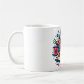 Mutter & Tochter Silhouette Floral Muttertag Kaffeetasse (Links)