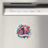 Mutter & Tochter Silhouette Floral Muttertag Magnet (In Situ (Geschirrspüler))
