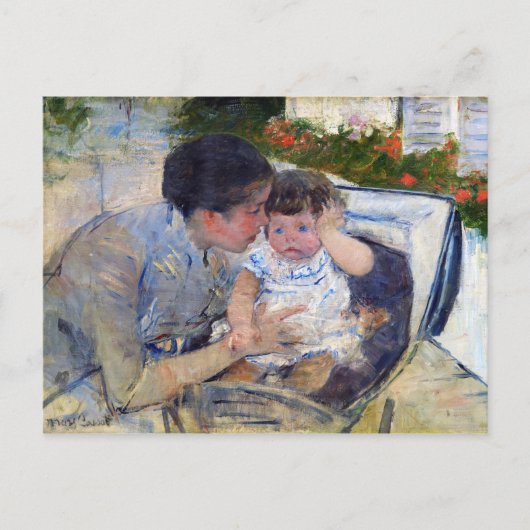 Mutter tröstet das Baby, Mary Cassatt Postkarte (Vorderseite)