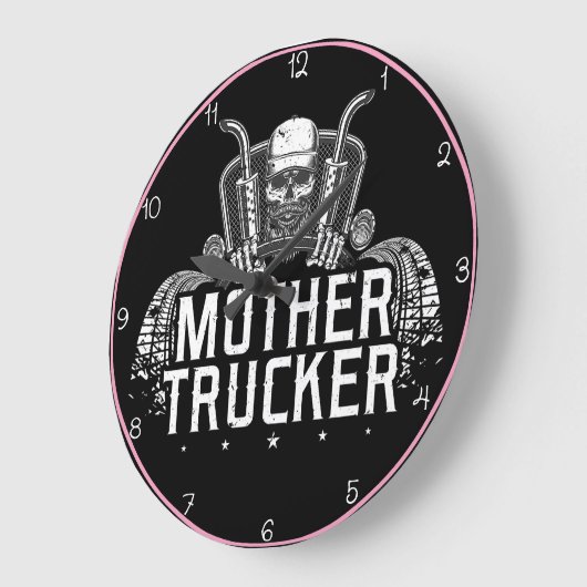 Mutter Trucker: Kühnes Schädeldesign Große Wanduhr (Winkel)