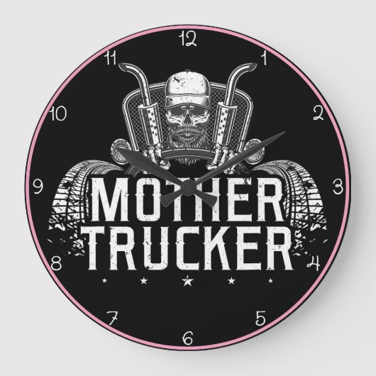 Mutter Trucker: Kühnes Schädeldesign Große Wanduhr (Vorderseite)