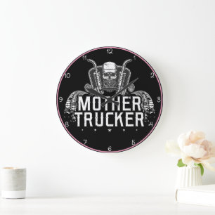 Mutter Trucker: Kühnes Schädeldesign Große Wanduhr