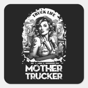 Mutter Trucker Quadratischer Aufkleber