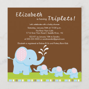 Mutter-u. Baby-Elefant-Dreiergruppe-Babyparty Einladung