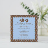 Mutter-u. Baby-Elefant-Jungen-Babyparty Einladung (Stehend Vorderseite)