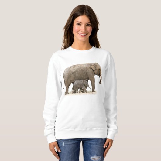Mutter-u. Baby-Elefant Sweatshirt (Vorne ganz)