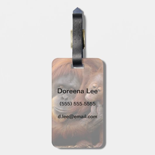 Mutter-u. Baby-Orang-Utan Gepäckanhänger (Rückseite vertikal)