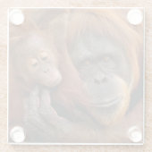 Mutter-u. Baby-Orang-Utan Glasuntersetzer (Rückseite)