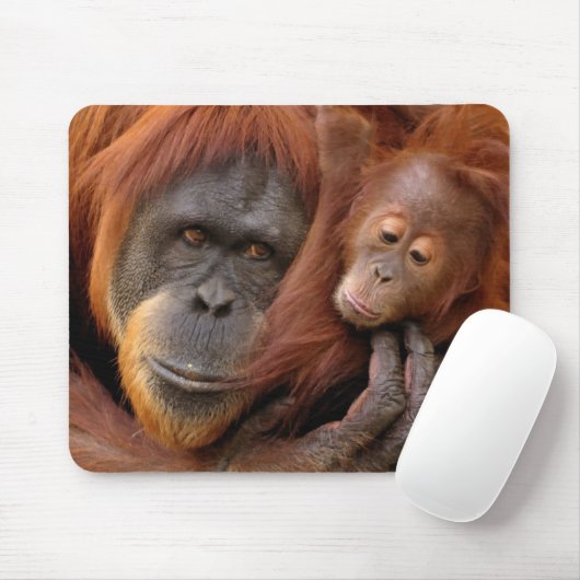Mutter-u. Baby-Orang-Utan Mousepad (Mit Mouse)
