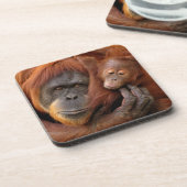 Mutter-u. Baby-Orang-Utan Untersetzer (Linke Seite)