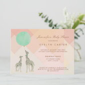 MUTTER U. DES BABY-GIRAFFEN-U. BALLON-%PIPE% EINLADUNG (Stehend Vorderseite)