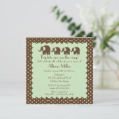 Mutter-u. Dreiergruppe-Elefant-Babyparty Einladung (Stehend Vorderseite)