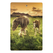 Mutter-u. Fohlen-Pferd Mini Klemmbrett (Rückseite)
