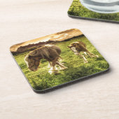 Mutter-u. Fohlen-Pferd Untersetzer (Linke Seite)