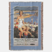 Mutter u. Sohn auf Strand-Eisenbahn-Plakat Decke (Vorderseite Vertikal)