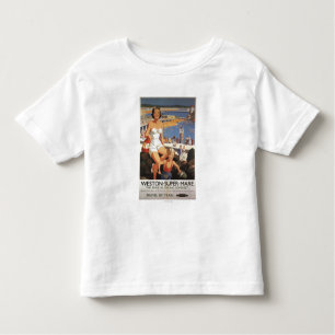 Mutter u. Sohn auf Strand-Eisenbahn-Plakat Kleinkind T-shirt