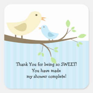 Mutter-u. Vogelbaby-Babyparty-Quadrat-Aufkleber! Quadratischer Aufkleber