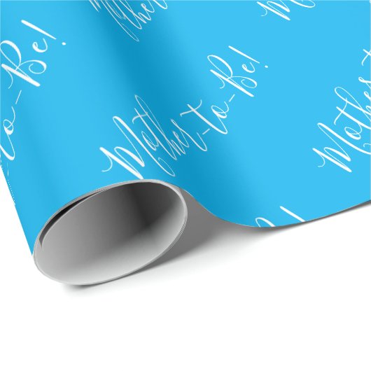 Mutter, um Script Blue Baby Dusche zu sein Geschenkpapier (Rolleneckpunkt)