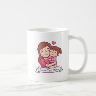 Mutter umarmt Kind, ich liebe dich Mama Kaffeetasse