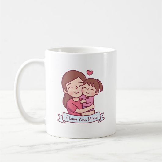 Mutter umarmt Kind, ich Liebe dir Mama Kaffeetasse (Links)