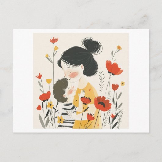 Mutter umarmte ihren Sohn Postkarte (Vorderseite)