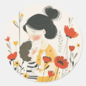 Mutter umarmte ihren Sohn Runder Aufkleber (Vorderseite)