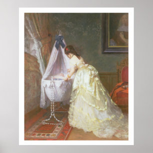 Mutter und Baby, 1869 (Öl auf Platte) Poster