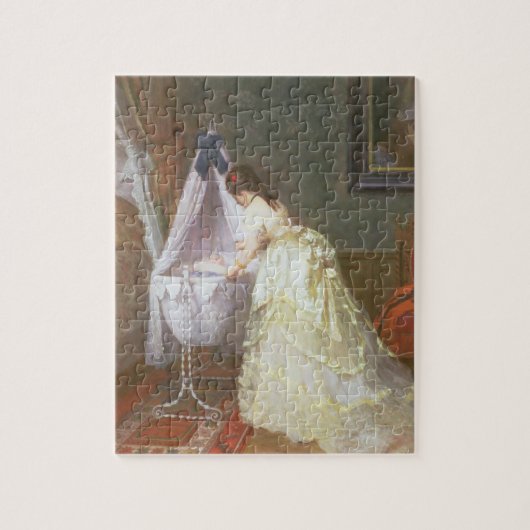 Mutter und Baby, 1869 (Öl auf Platte) Puzzle (Vertikal)