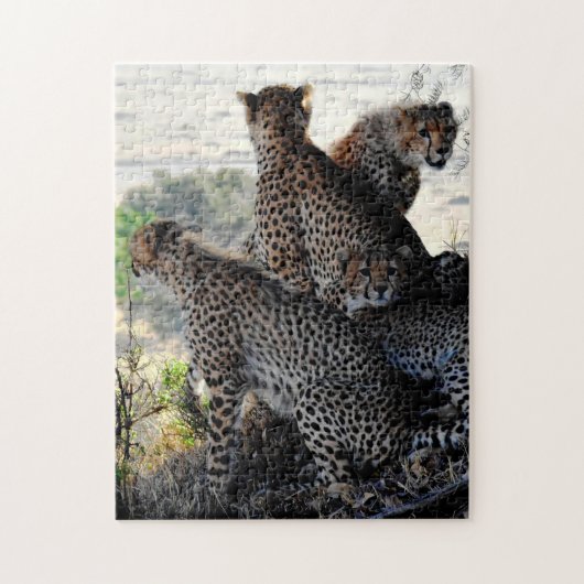 Mutter und Baby Animal Cheetah Fotografie Tier Puzzle (Vertikal)