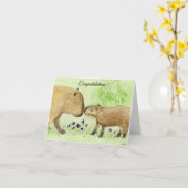 Mutter und Baby Capybara Card Karte (Gelbe Blume)