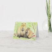 Mutter und Baby Capybara Card Karte (Vorderseite)