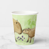 Mutter und Baby Capybara Pappbecher (Rückseite)