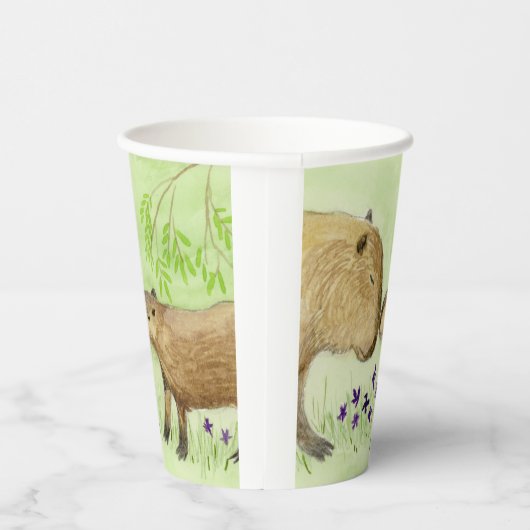 Mutter und Baby Capybara Pappbecher (Rechts)