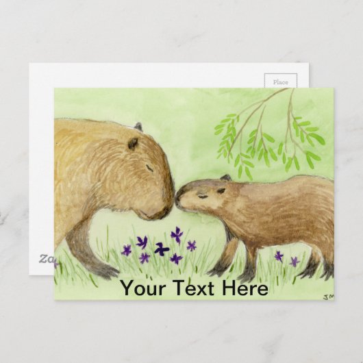 Mutter und Baby Capybara Postkarte (Vorne/Hinten)